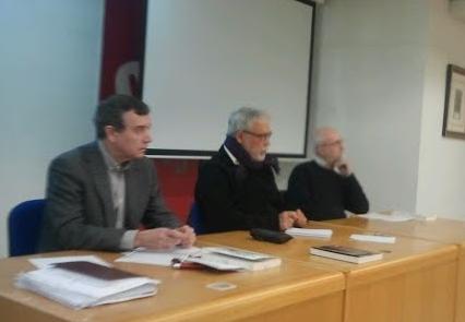 Valentín Edo, Fernando Luengo y Pedro José Gómez durante la presentación